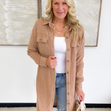 Dusty Nude Duster Knit Button Shacket