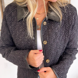 Floral Pattern Collared Button Down Jacket