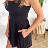 Black High Waist Tank Romper
