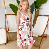 Girls White Floral Tiered Dress