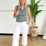 Deep Forest Cowl Neck Knit Tank Top