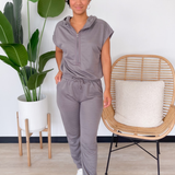 Reese Grey Short Sleeve Jumpsuit