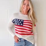 American Flag Knit Ivory Sweater