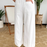 Ivory Elastic Waist Wide Leg Pants