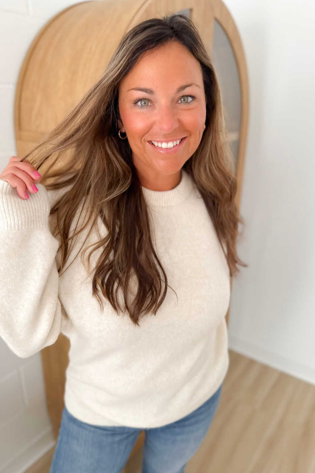 Classic Cream Drop Shoulders Sweater