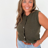 Forest Green Sleeveless Sweater Cardigan