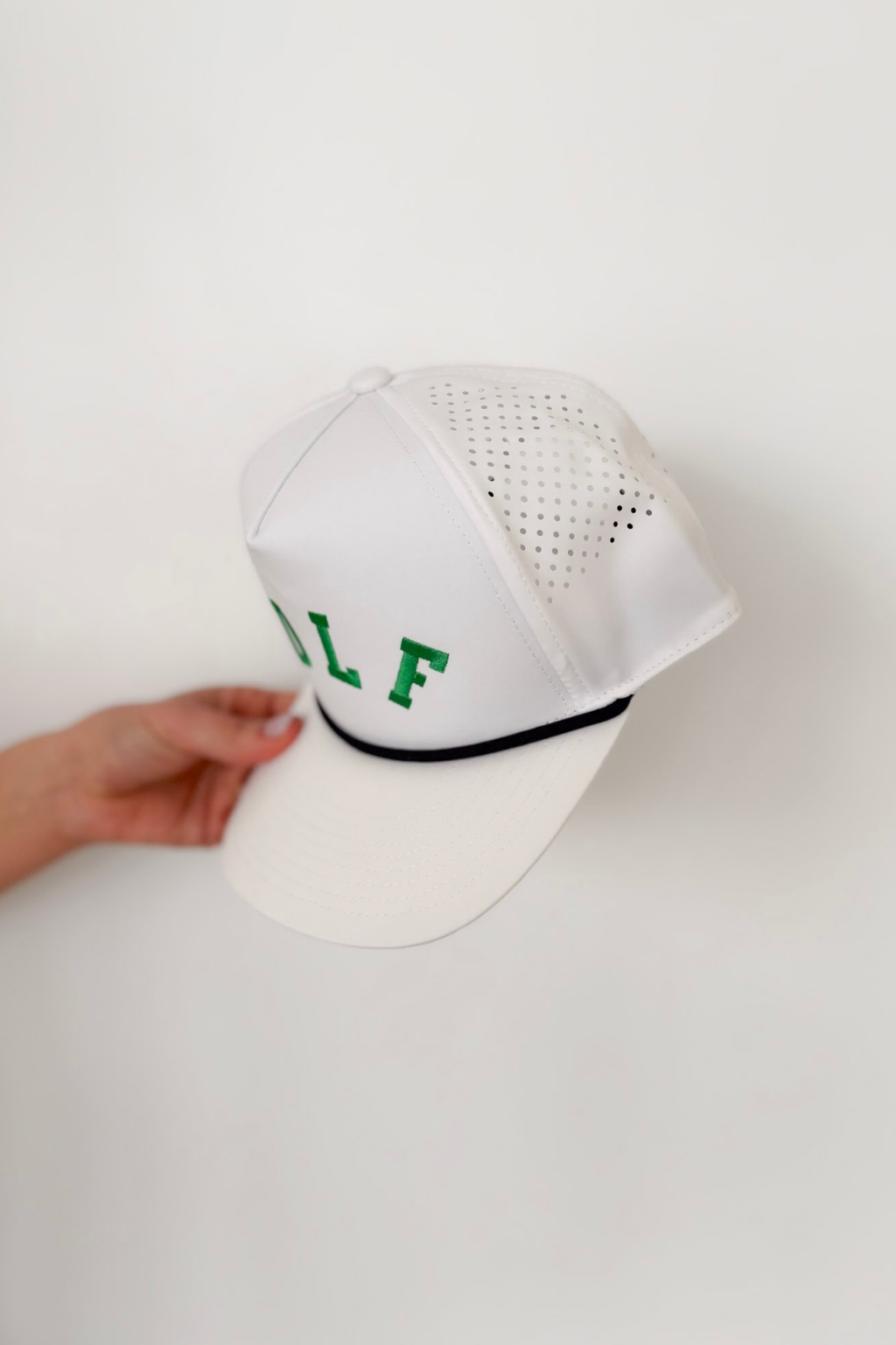 White/Green Embroidered Golf Hat
