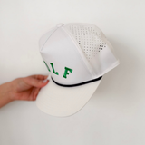 White/Green Embroidered Golf Hat