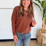 Rust Waffle Knit Sweater