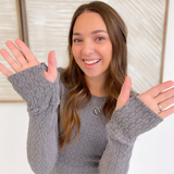 Grey Textured Long Sleeve Fitted Top