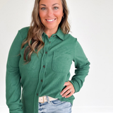 Green Super Soft Button Up Top