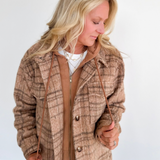 Latte Hooded Plaid Jacket