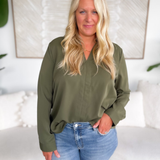 Dakota Olive Blouse-Curvy