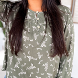 Daphne Green Floral Long Sleeve Top