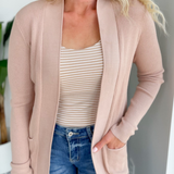 Alexa Waffle Knit Open Front Cardigan