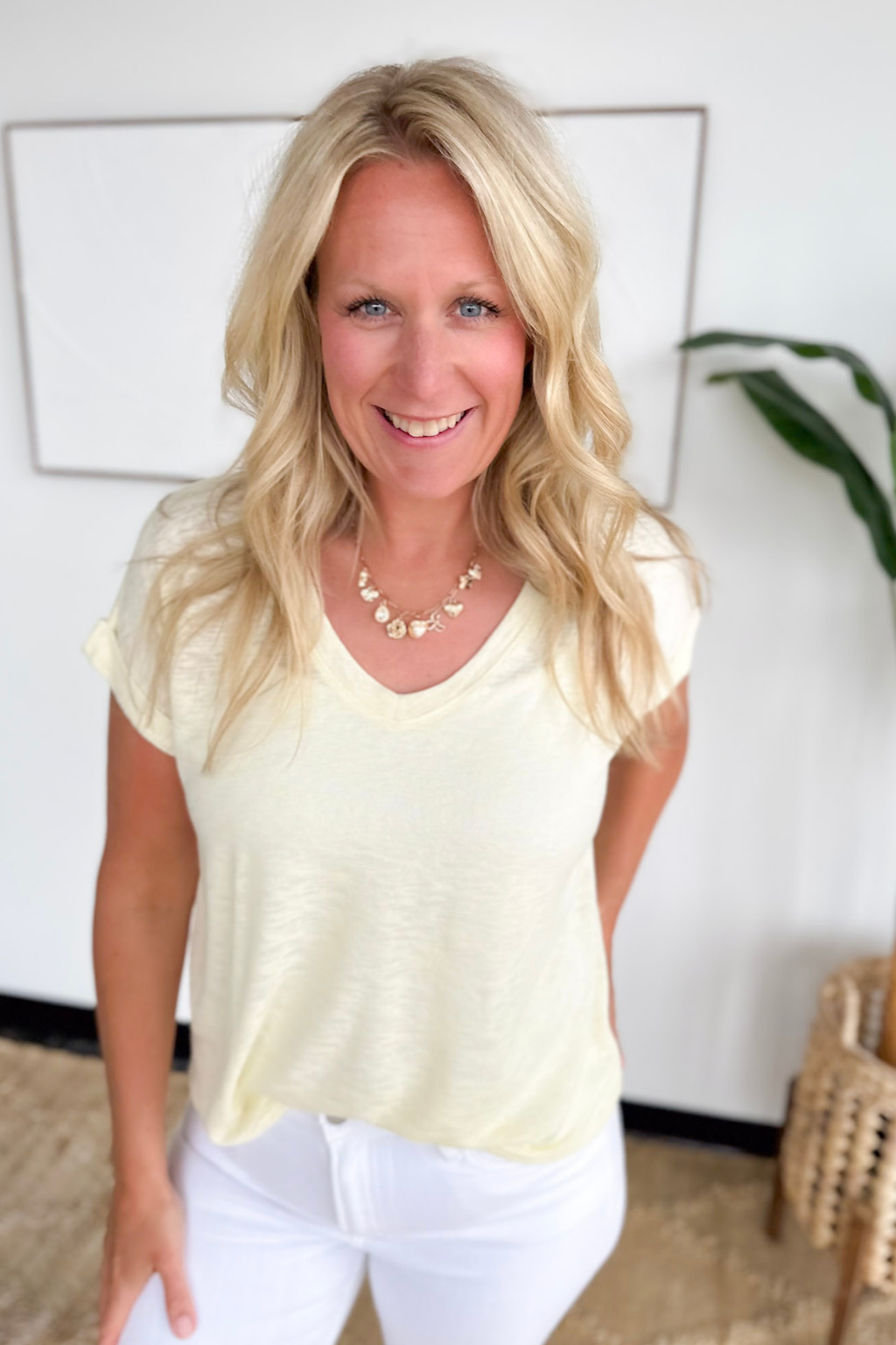 Light Yellow Everyday V-Neck Tee