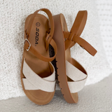 Beige/Tan Criss Cross Strappy Sandal