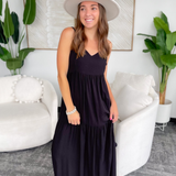 Makenna Tiered Black Maxi Dress