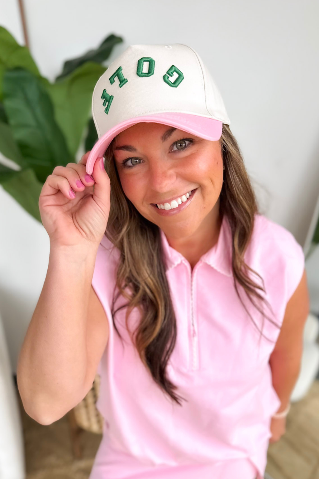 Pink/Green GOLF Hat