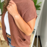 Lightweight Knit Brown Sleeveless Cardigan