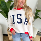Cream Retro USA Knit Pullover