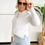 White Boxy Long Sleeve Top