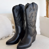 Black Mid-Calf Western Boots