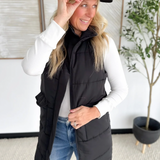 Black Long Puffer Vest