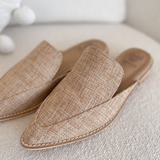 Taupe Pointed Toe Mules