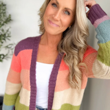 Multi Color Striped Open Front Cardigan
