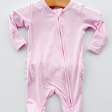 Pink Ruffle 2 Way Zip Footie