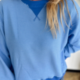 Blue Stripe Drop Shoulder Pullover