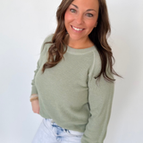 Ribbed Sage Long Sleeve Sweater