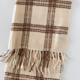 Mustard Soft Plaid Fringe Scarf
