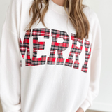 Merry Plaid Cream Knit Top