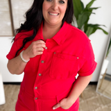 Red Denim Short Sleeve Judy Blue Romper