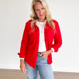 Red Super Soft Button Up Top