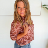 Brwon Floral 3/4 Sleeve Top