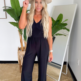 Black Sleeveless Wide Leg Jumpsuit