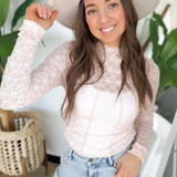 Blush Mock Neck Lace Top