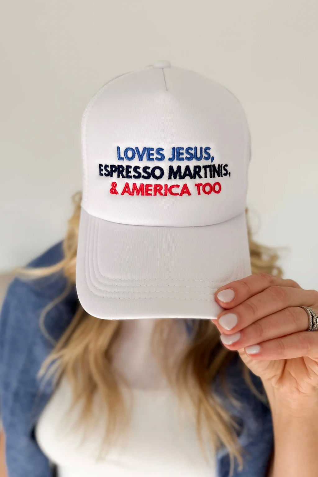 Love Jesus, Espresso Martini, & America Too Trucker Hat