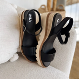 Black Raffia MIA Wedge