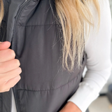 Black Long Puffer Vest