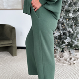 Sophie Elastic Waist Knit Green Pants