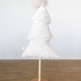 Cream Fabric Tree on Wood Stand