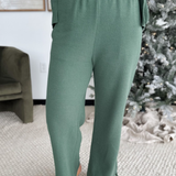 Sophie Elastic Waist Knit Green Pants