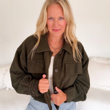 Olive Fleece Oversized Jacket