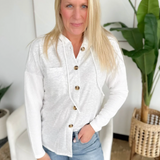 Heather Grey/White Button Hooded Shacket