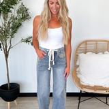 Raven Slouchy Straight Contrast Line Jeans