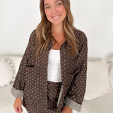 Brown Polka Dot Button Up Jacket